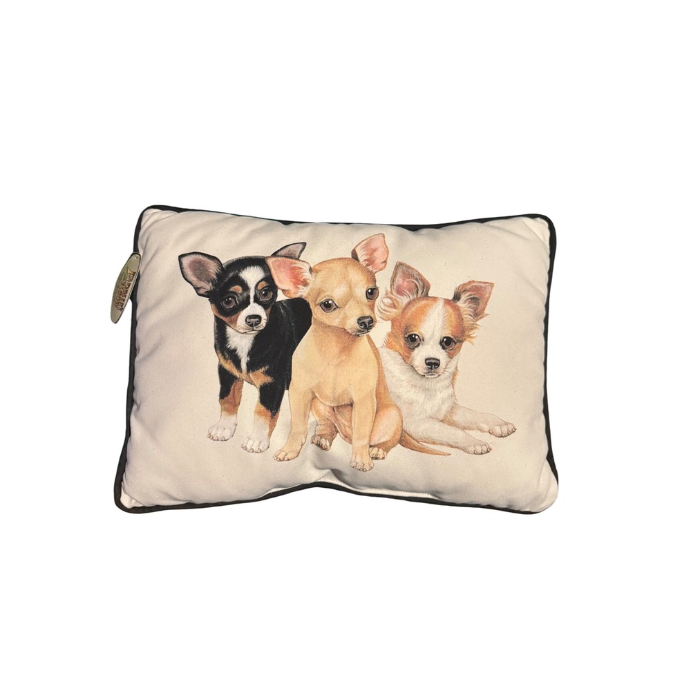 Fiddler's Elbow Chihuahua Puppies Decorative Throw Pillow Dog Art Made in‎ USA